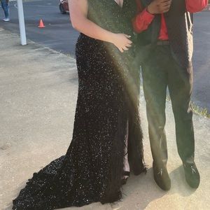 Black, mermaid sequence prom dress